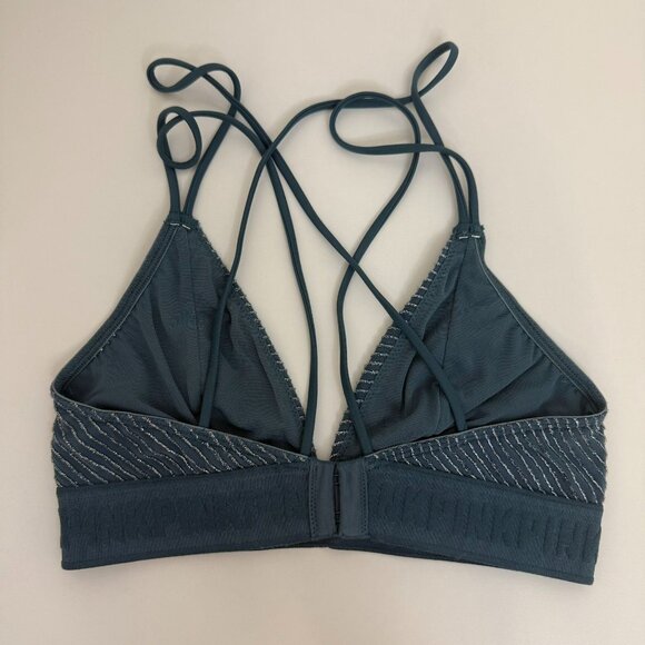 Pink Victorias Secret Unlined Strappy Triangle Bralette XS Blue Sparkle - Picture 2 of 5